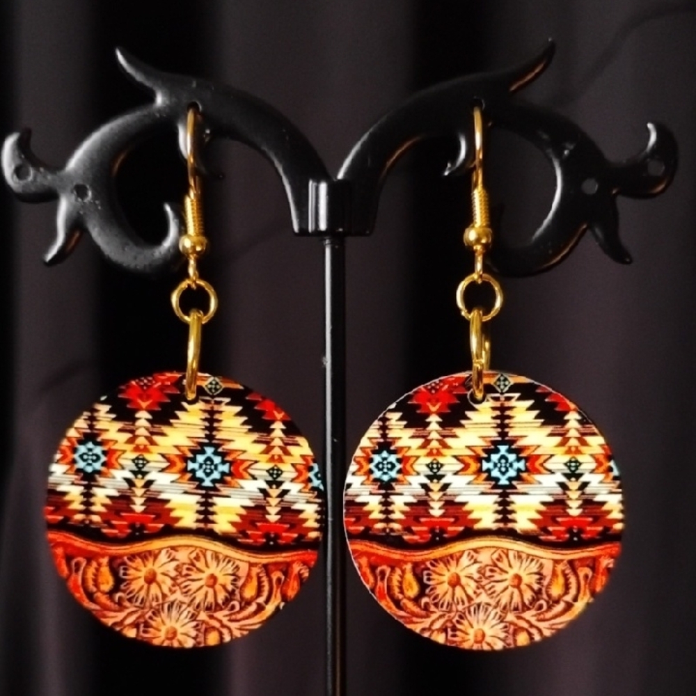Bohemian Western Brown and Multicolor Earrings